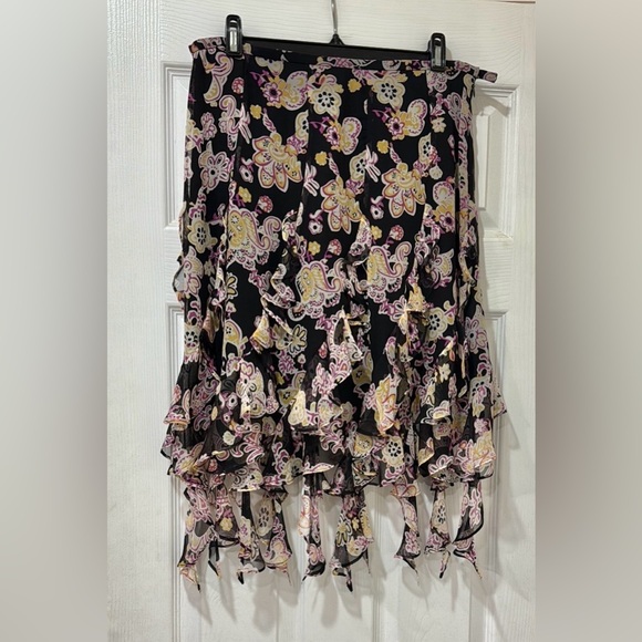 Ice Dresses & Skirts - Ice Pink and Black Ruffled Midi Skirt